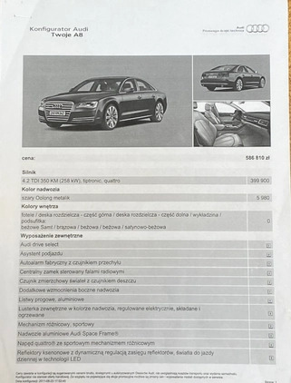 Audi A8 cena 99000 przebieg: 156000, rok produkcji 2011 z Olsztyn małe 137